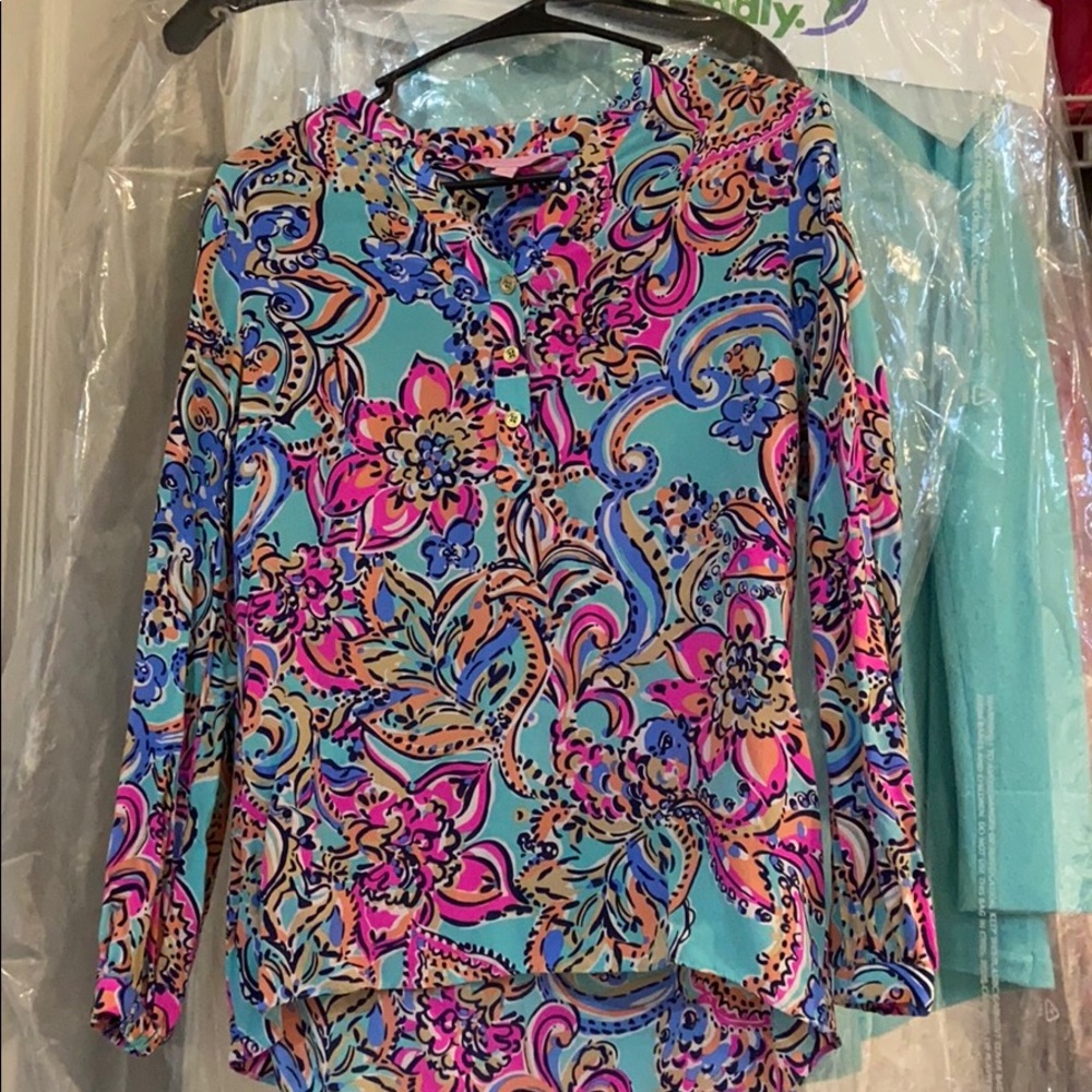 Lilly Pulitzer silk Blouse sz XS GUC